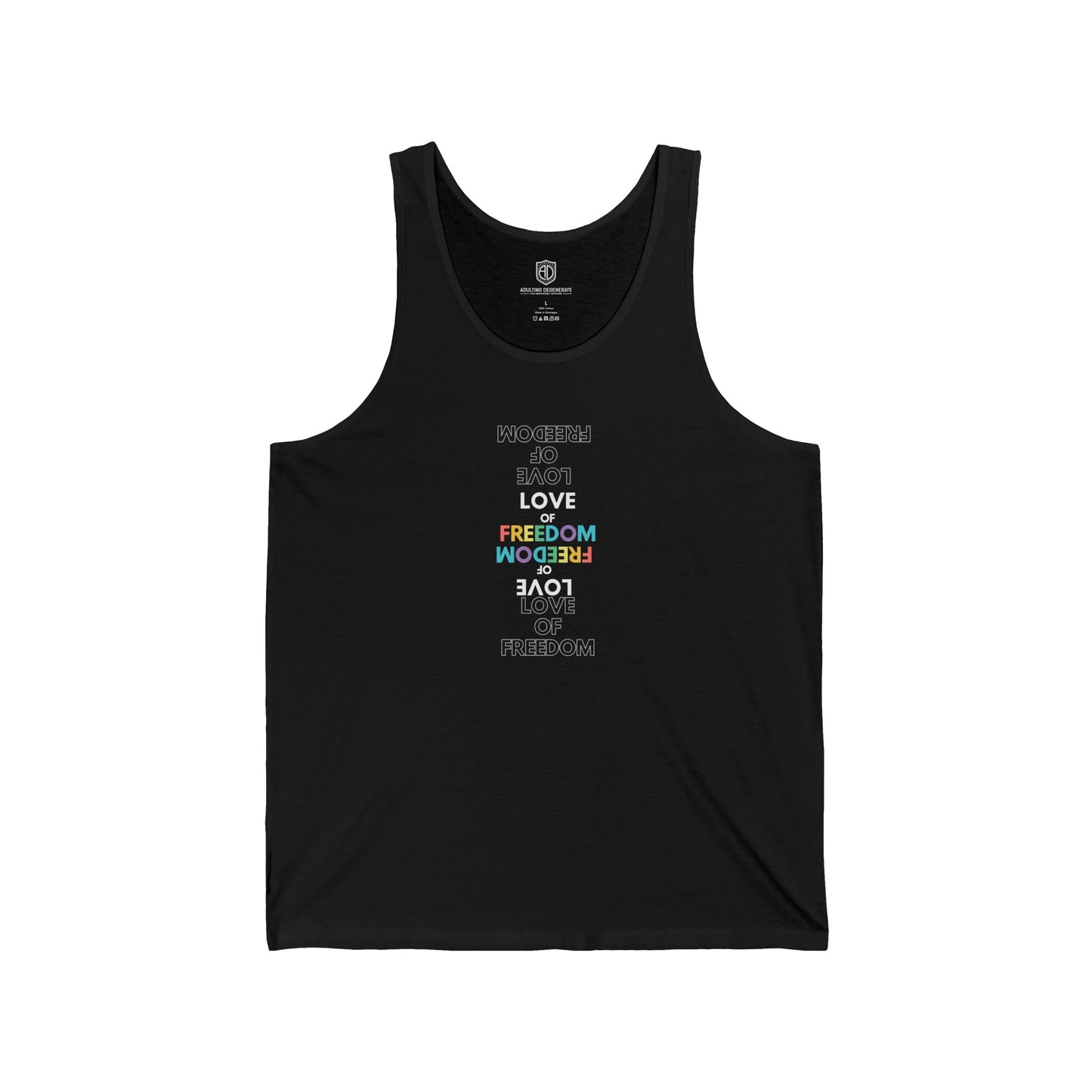 Love of Freedom: Rainbow  Font Unisex Tank Chill Vibes Tank Top