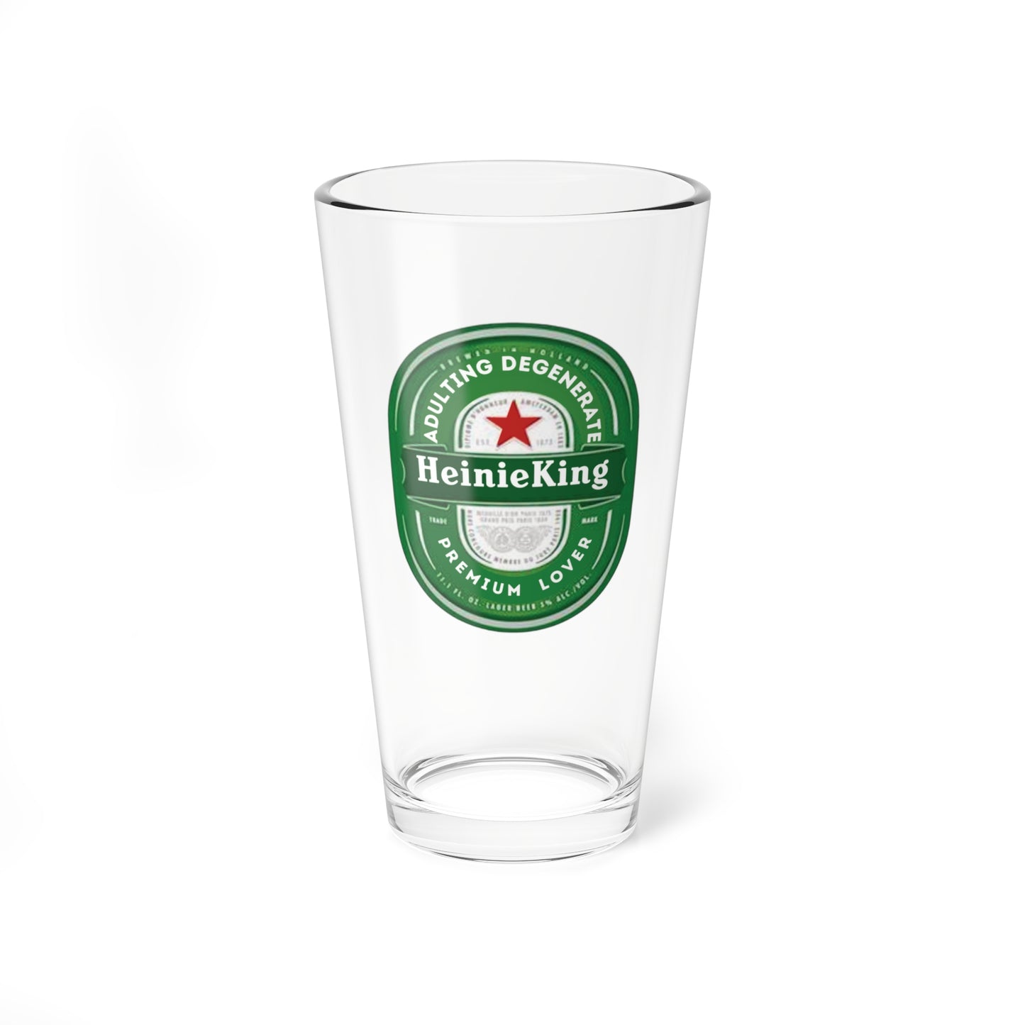 HeinieKing Beer Glass Beer Inspired Pint Glass: Funny Gift for Craft Beer Fans