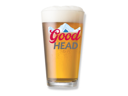 Good Head Beer Glass American Beer Inspired Pint Glass: Funny Gift for Craft Beer Fans - Adulting Degenerate LLC