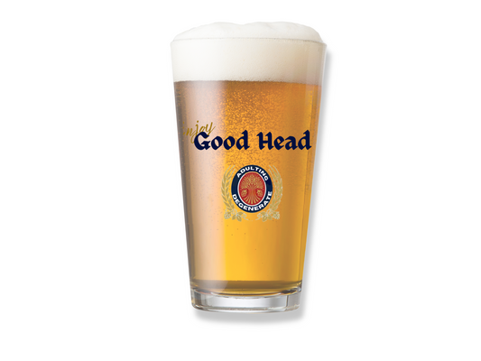 Enjoy Good Head Beer Glass American Beer Inspired Pint Glass: Funny Gift for Craft Beer Fans - Adulting Degenerate LLC