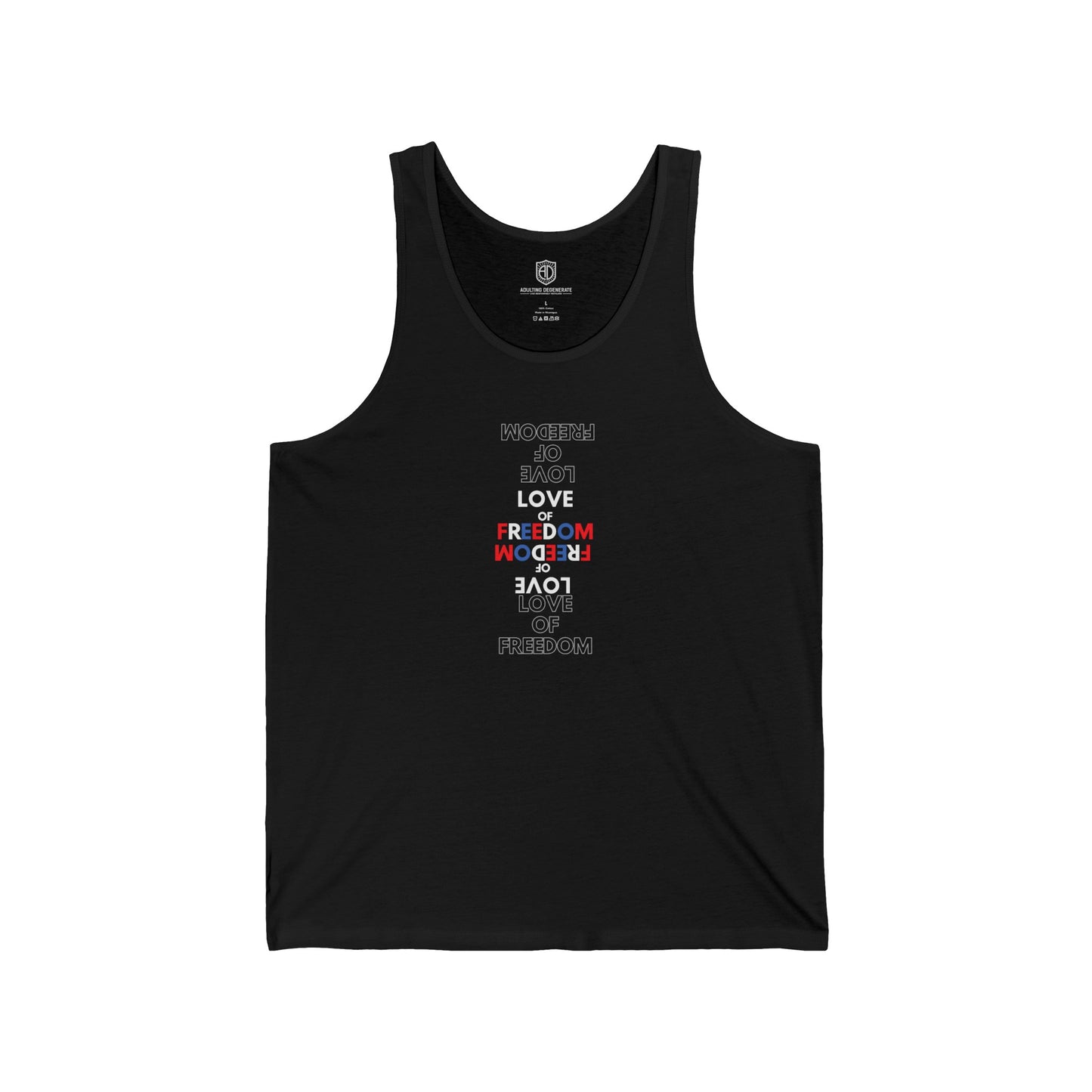 Love of Freedom: Patriotic Font Unisex Tank USA Vibes Tank Top