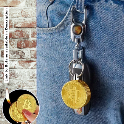 Bitcoin Gold Coin Butane Lighter, Novelty Cryptocurrency Lighter (NO Butane Included)