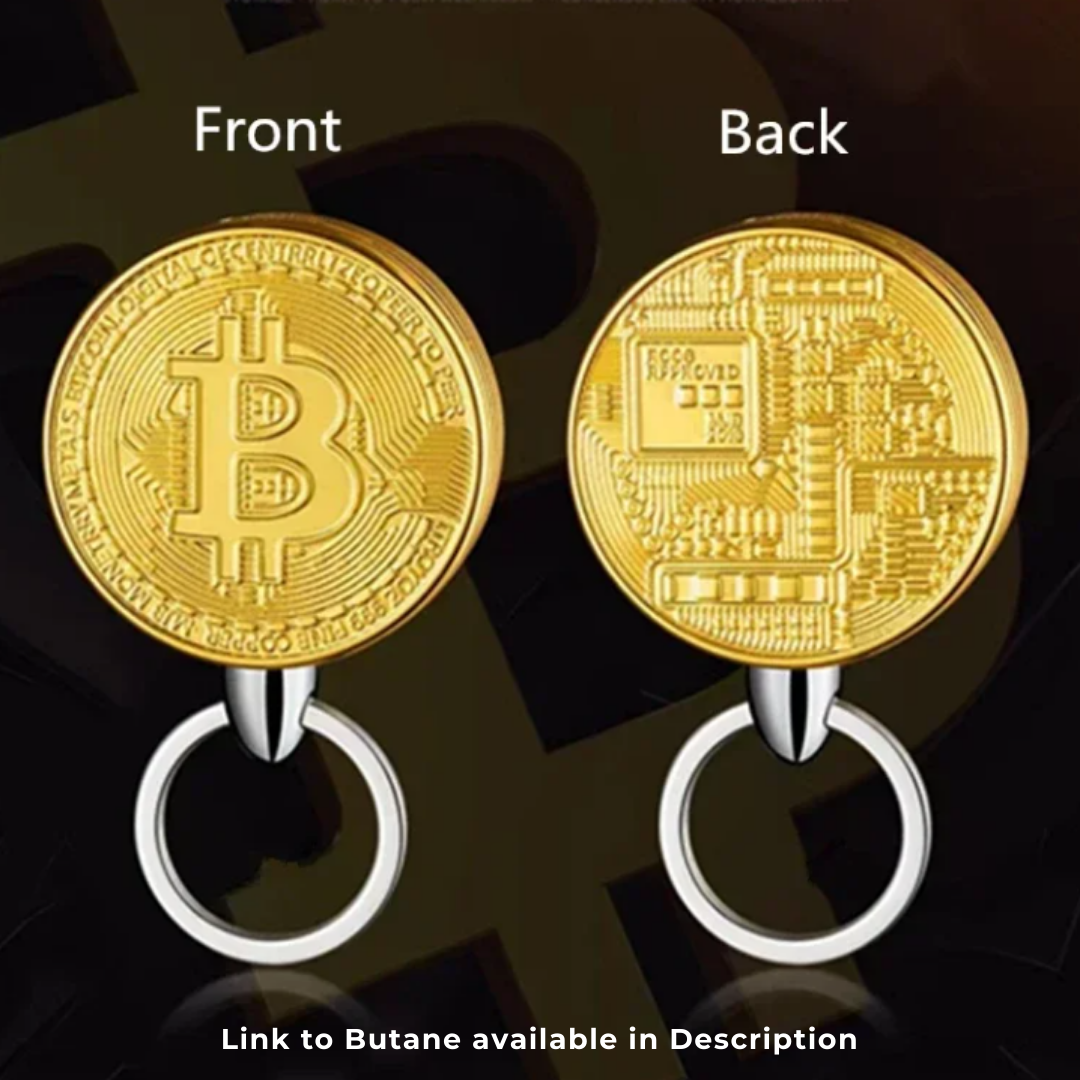 Bitcoin Gold Coin Butane Lighter, Novelty Cryptocurrency Lighter (NO Butane Included)