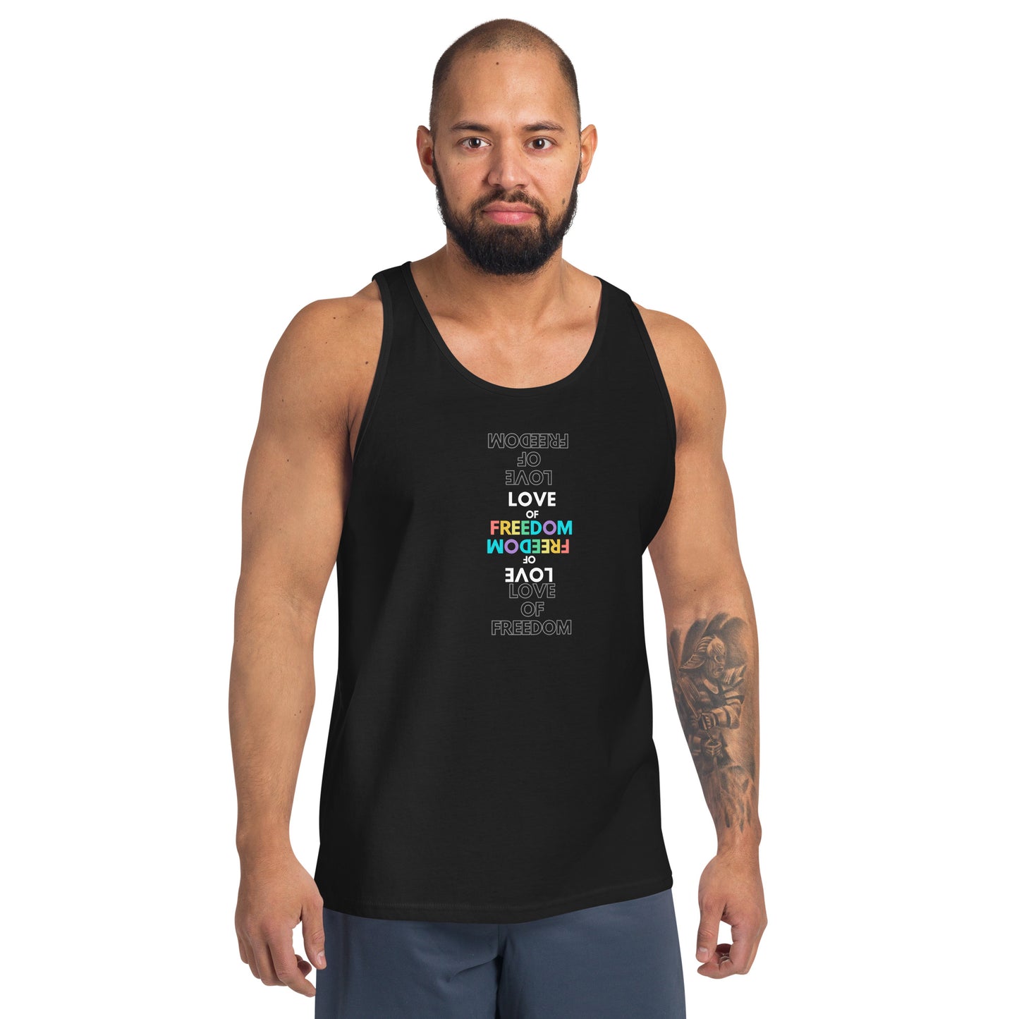 Love of Freedom: Rainbow  Font Unisex Tank Chill Vibes Tank Top