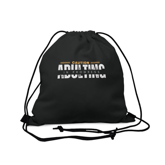 Caution Adulting in Progress Drawstring Bag Everyday Bag - Adulting Degenerate LLC