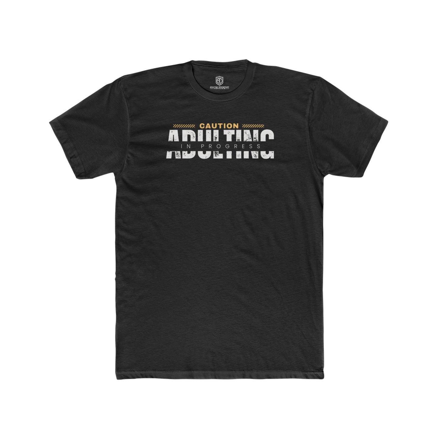 Caution Adulting in Progress Men's Premium Tee Novelty T-shirt - Adulting Degenerate LLC