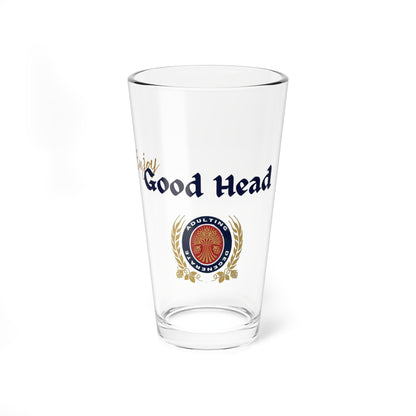 Enjoy Good Head Beer Glass American Beer Inspired Pint Glass: Funny Gift for Craft Beer Fans - Adulting Degenerate LLC