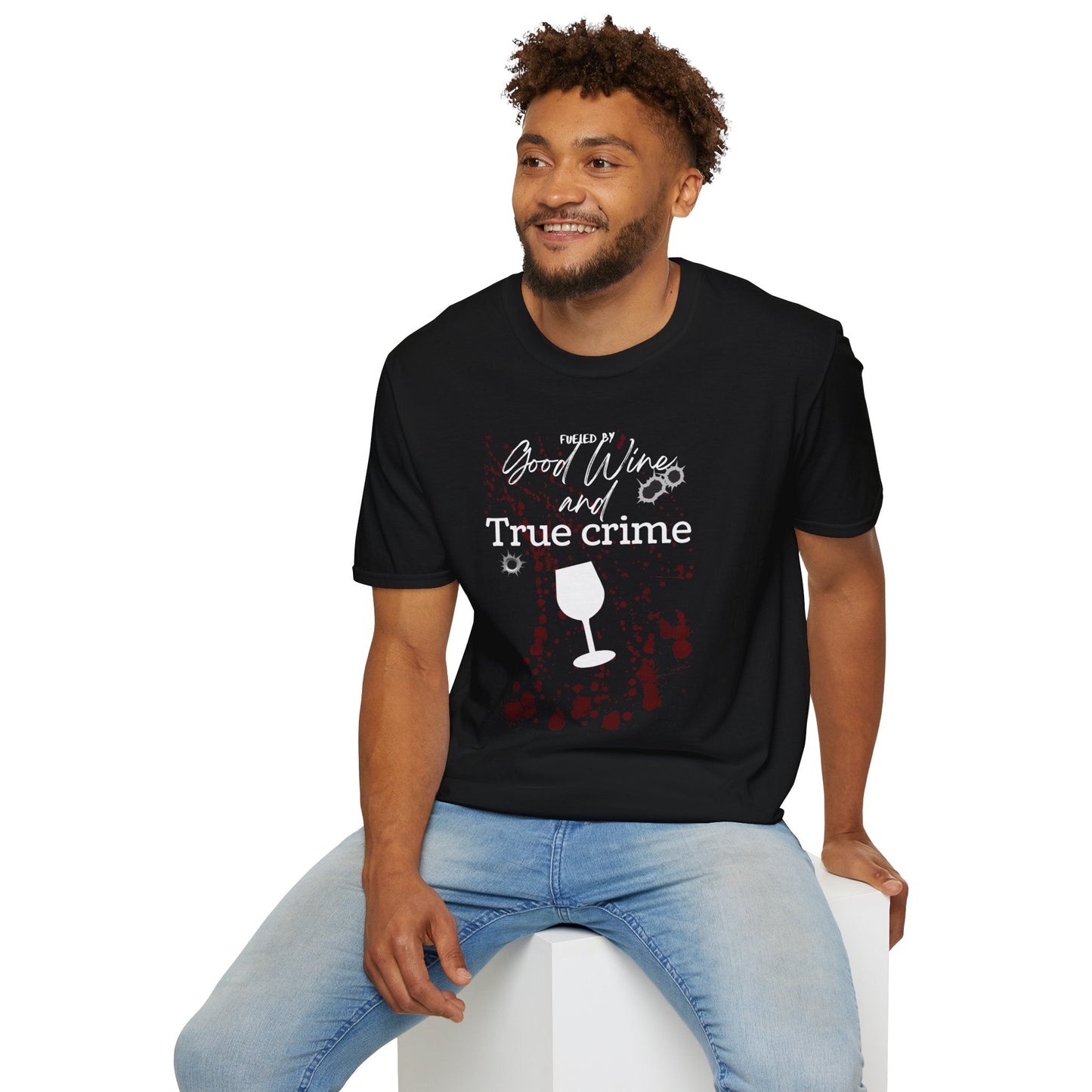 Fueled by Good Wine & True Crime Unisex Shirt Trendy T-shirt - Adulting Degenerate LLC