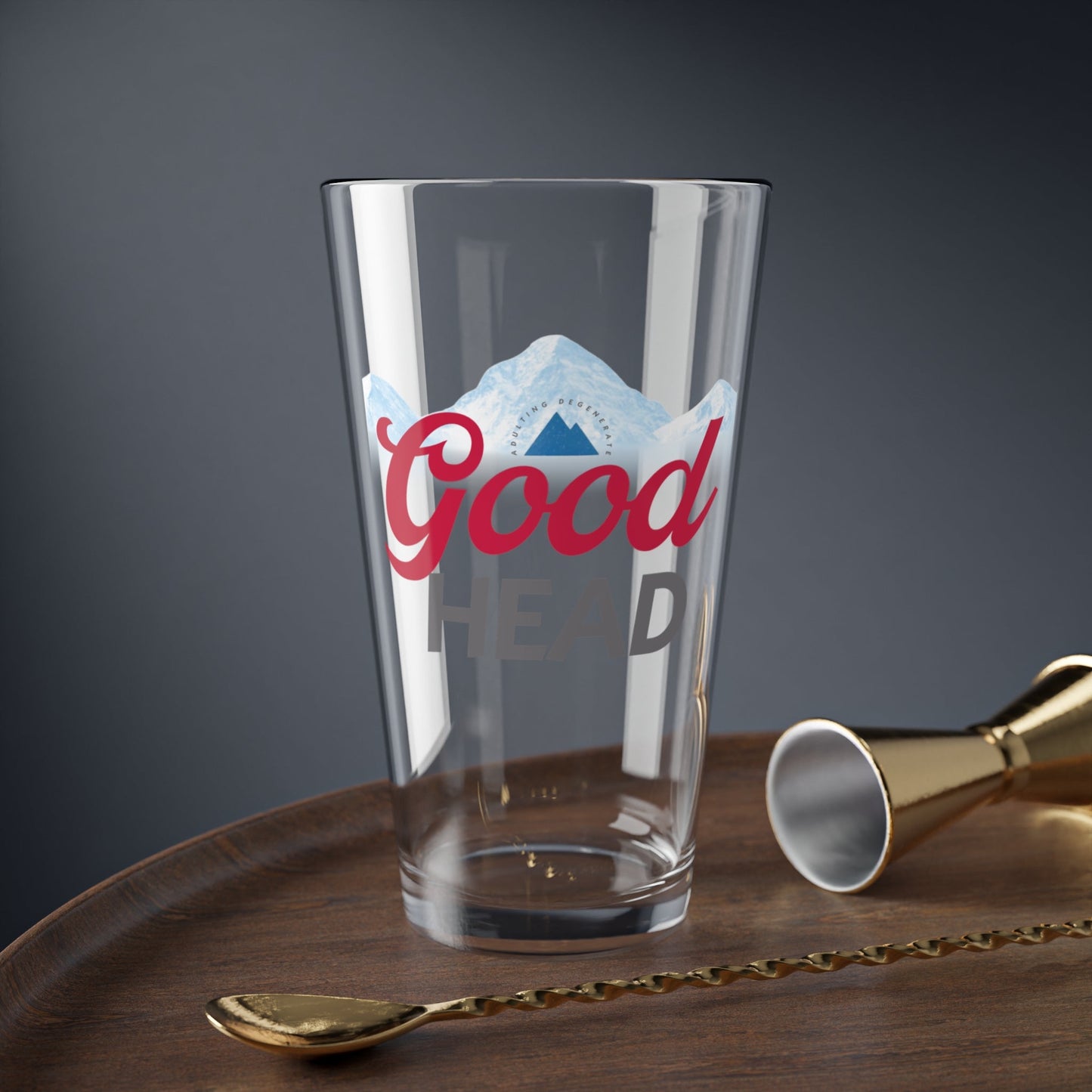 Good Head Beer Glass American Beer Inspired Pint Glass: Funny Gift for Craft Beer Fans - Adulting Degenerate LLC