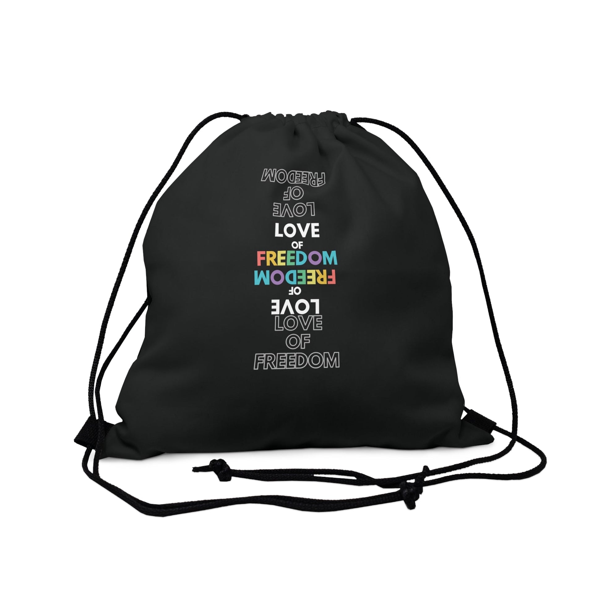 Love of Freedom: Rainbow Font Drawstring Bag Everyday Bag - Adulting Degenerate LLC