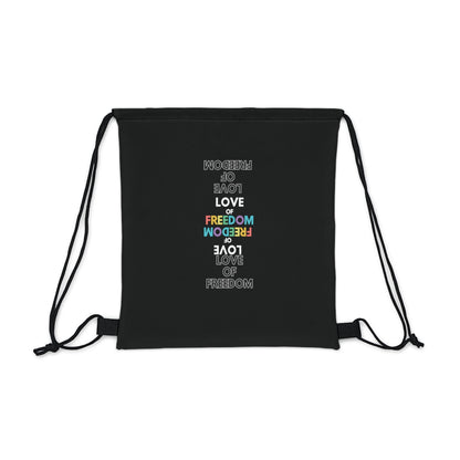 Love of Freedom: Rainbow Font Drawstring Bag Everyday Bag - Adulting Degenerate LLC